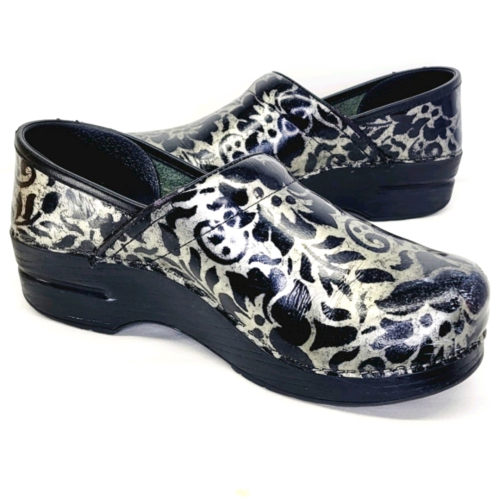 Dansko Professional Floral Metallic Leather Clog